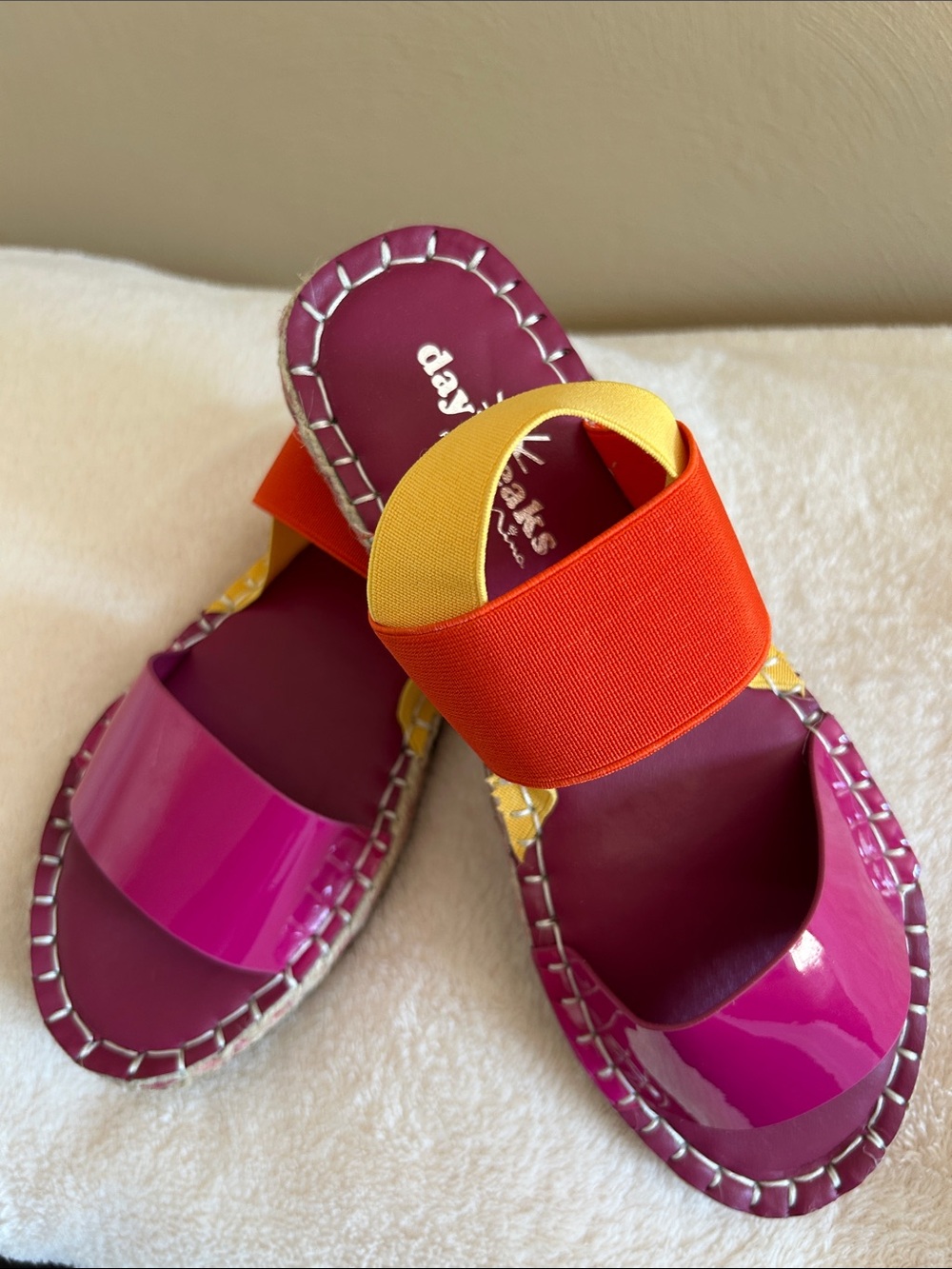 Nina Women's Slide Sandals - Pink, Red & Yellow